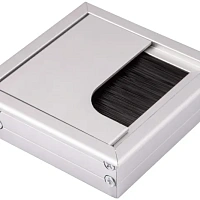 Розетка под кабель + щеточка 80*80 мм, алюминий, пр-во AKS (Китай)