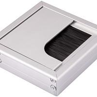 Розетка под кабель + щеточка 80*80 мм, алюминий, пр-во AKS (Китай)